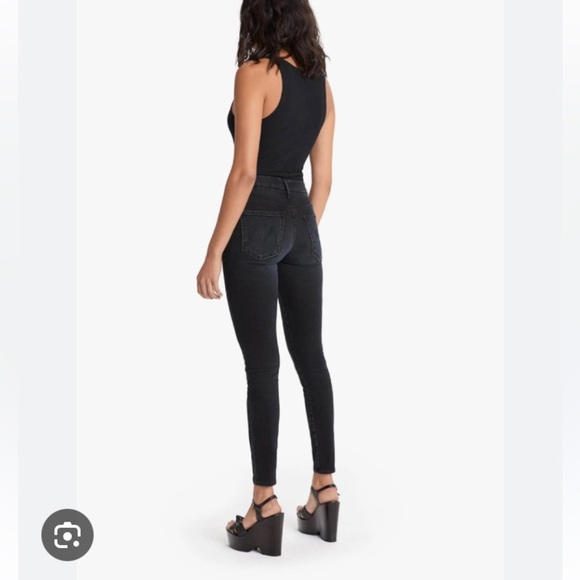 MOTHER HIGH WAISTED LOOKER IN BLACKBIRD HI RISE SKINNY FULL LENGTH DARK WASH - Picture 5 of 16